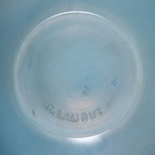 1926 René Lalique - Vase Ronsard Verre Opalescent Patiné Bleu
