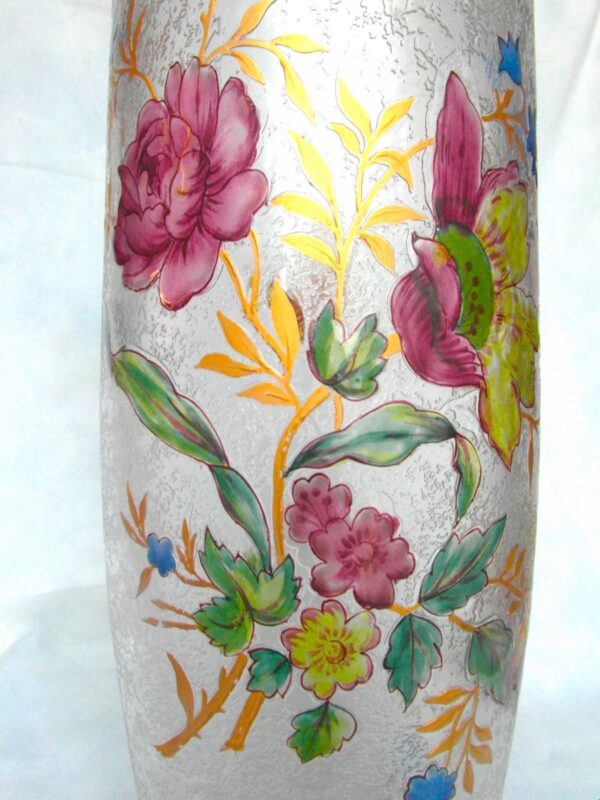 Grand Vase Gravé "fleurs Et Papillon" Par Baccarat, Era Daum Daum Galle 1900