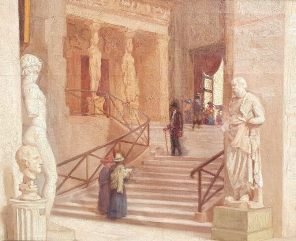 l'Intérieur Du Musée Du Louvre l'Escalier Daru Huile Sur Toile Vers 1900 Paris