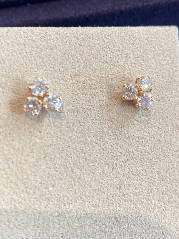 Boucles d'Oreilles Or & Diamants Motif Trefle