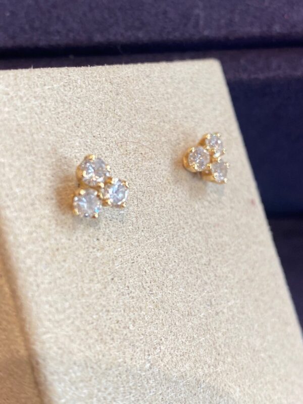 Boucles d'Oreilles Or & Diamants Motif Trefle