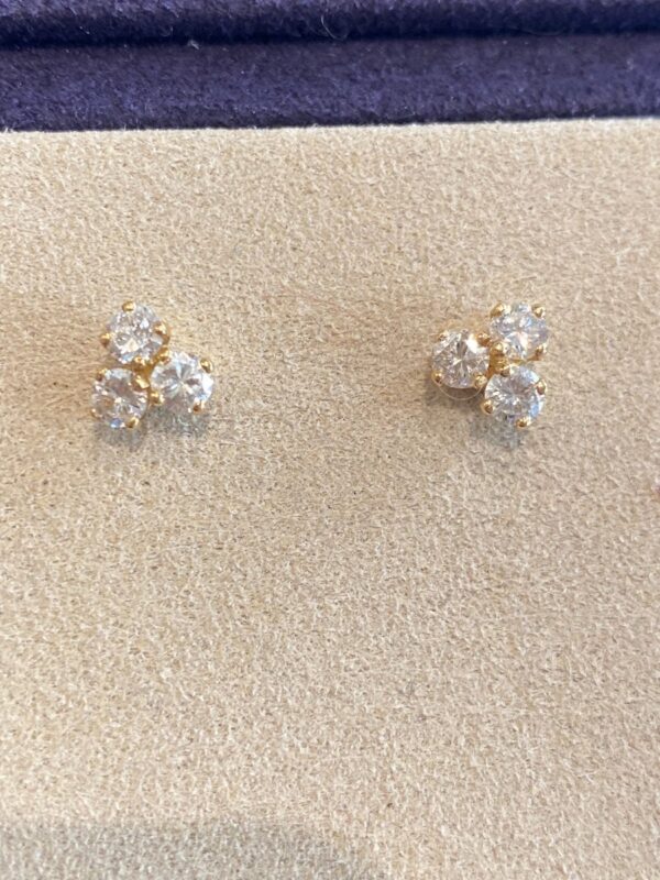 Boucles d'Oreilles Or & Diamants Motif Trefle