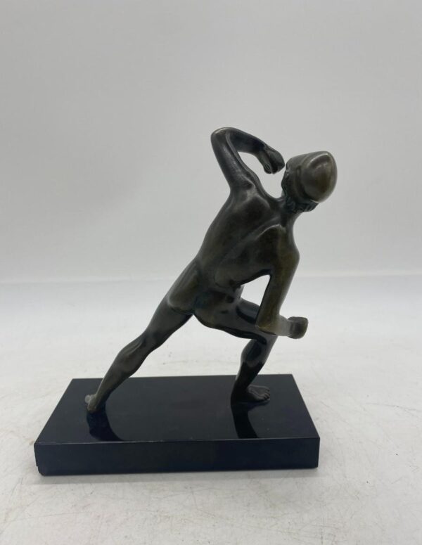 Sculpture De Guerrier Grec En Bronze Avec Pied En Marbre – Eccole Francaise, C.1920